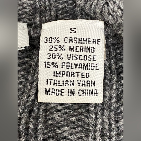 Autumn Cashmere Short Sleeve Cashmere Blend Sweater/ Vest in Heathered Grey S - Picture 8 of 9